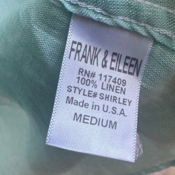 Frank & Eileen 100% Linen Shirley Button Shirt Classic Preppy Minimalist Blue M - Picture 13 of 16